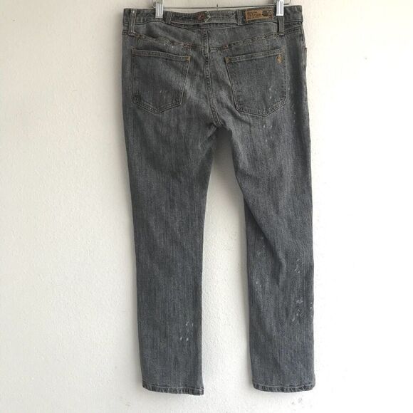 Volcom Womens Slim Straight Jeans Size 5 Gray Low Rise Stretch Denim Distressed - Picture 3 of 8